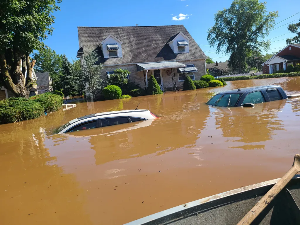 flooded street in Manville NJ